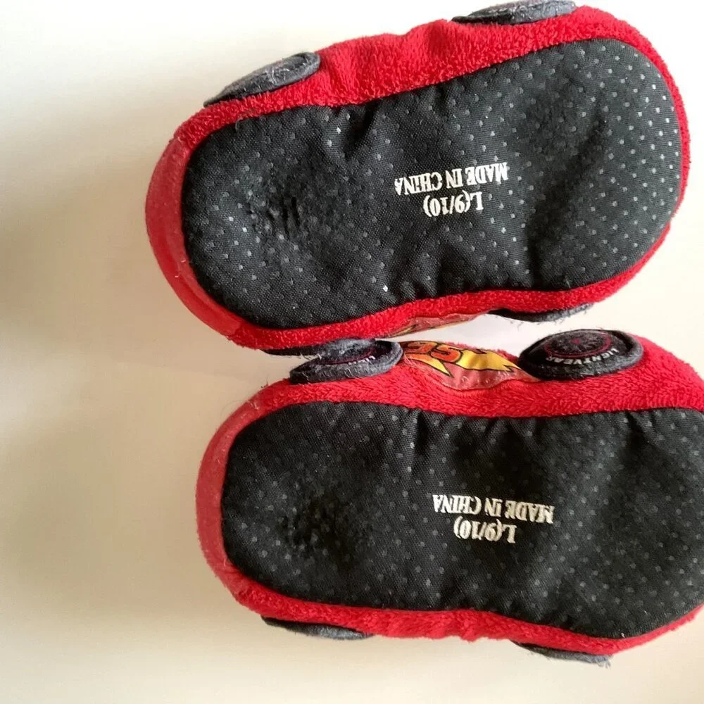 Disney Lightning McQueen Plush Slippers Unisex EUC